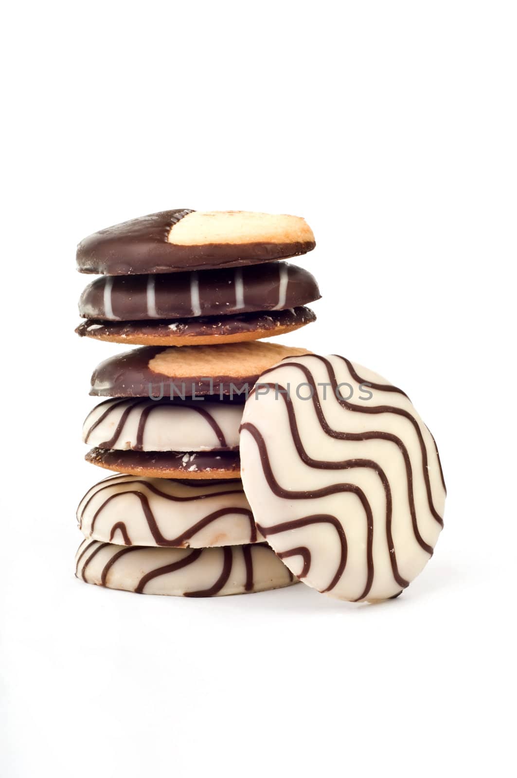 stack of different cookies isolated
