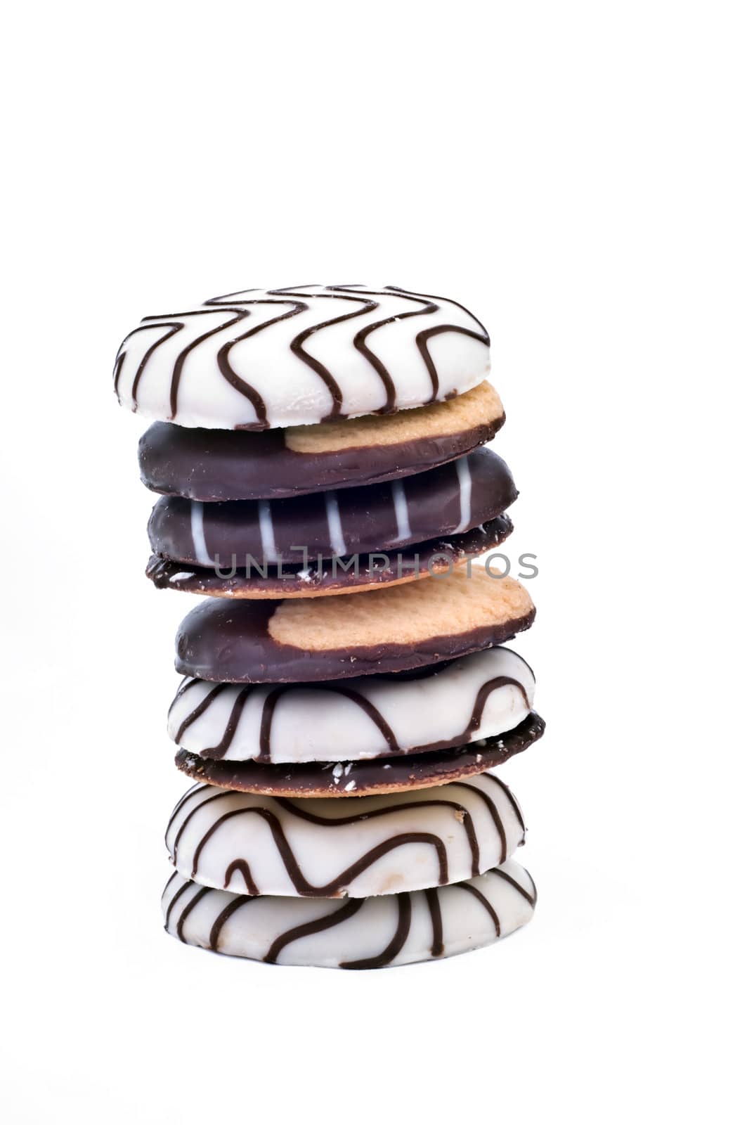 stack of cookies isolated on a white background.