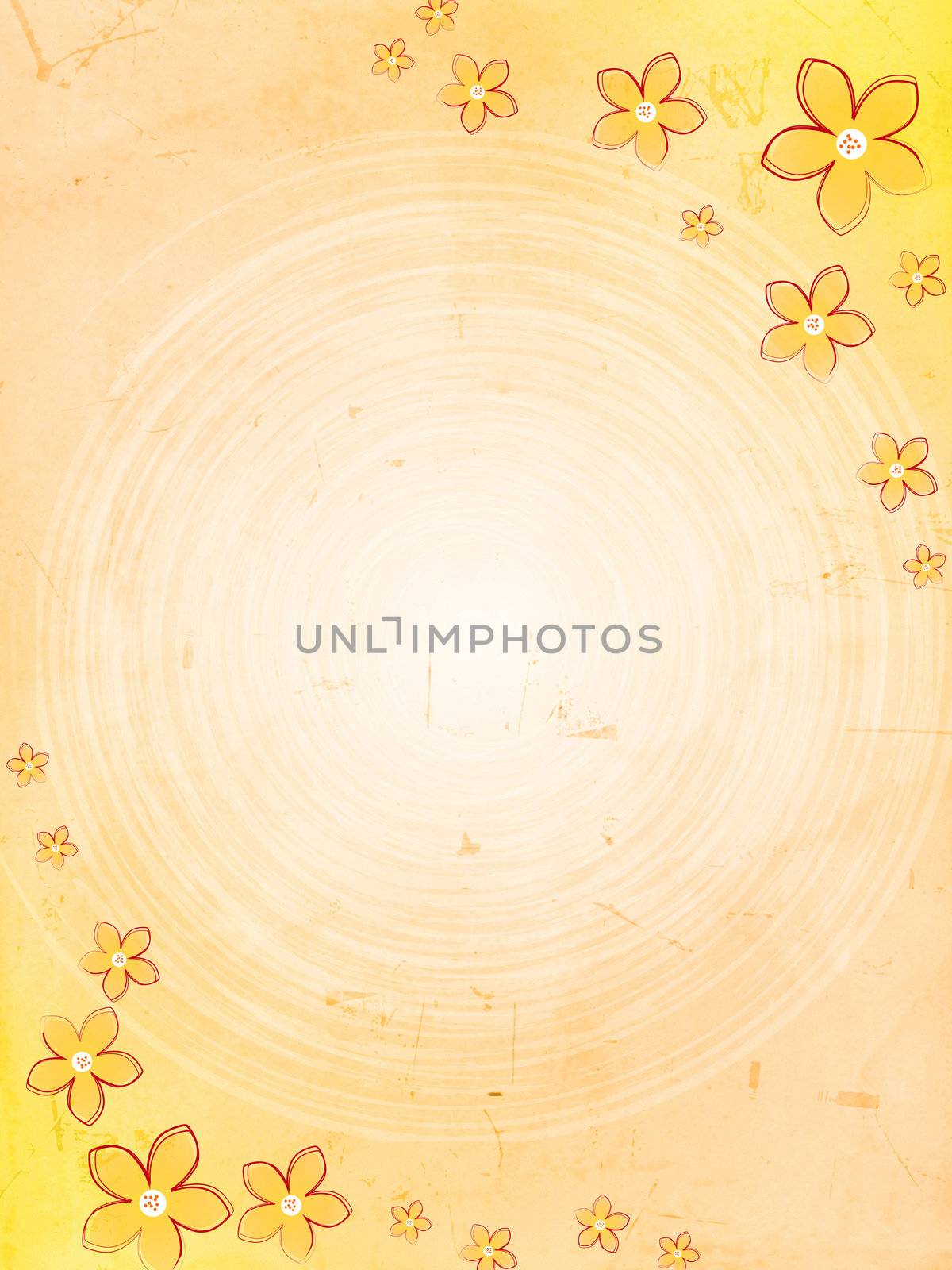 abstract vintage background with flowers and circle