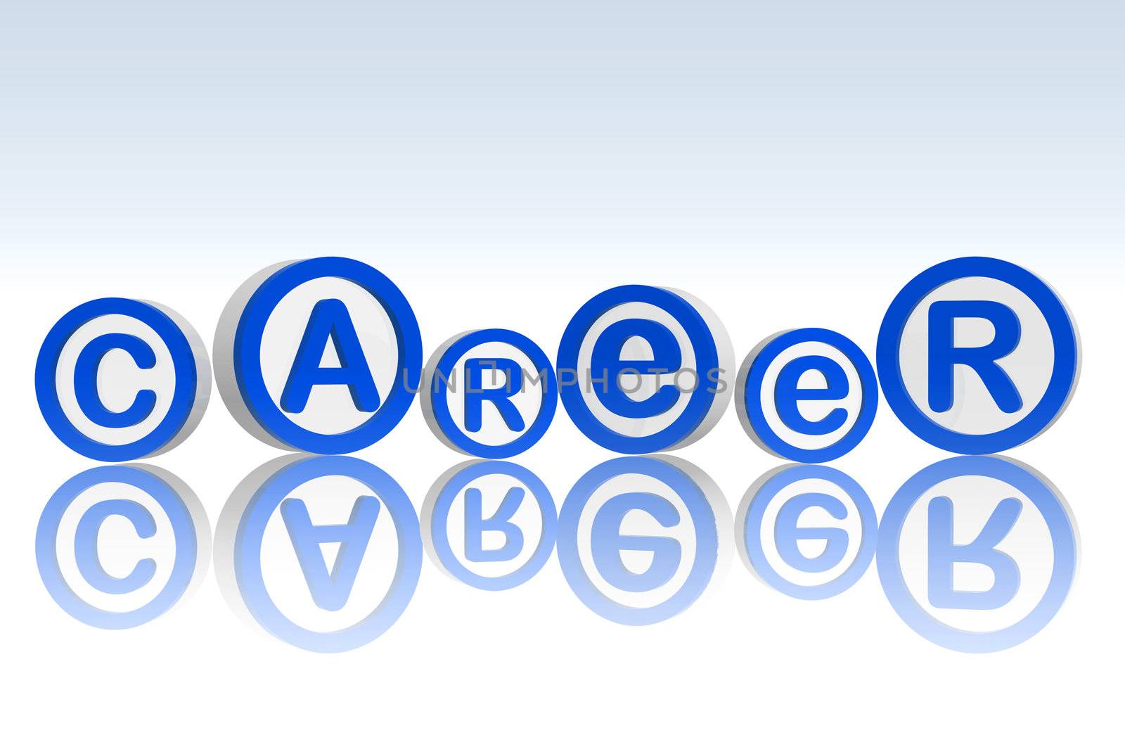 3d blue white circles with text career