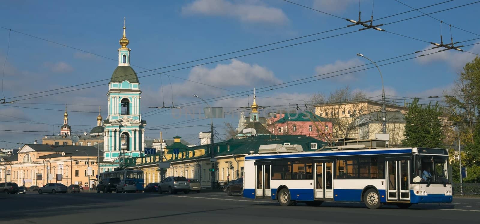 Yauza gate area in Moscow on a clear autumn day