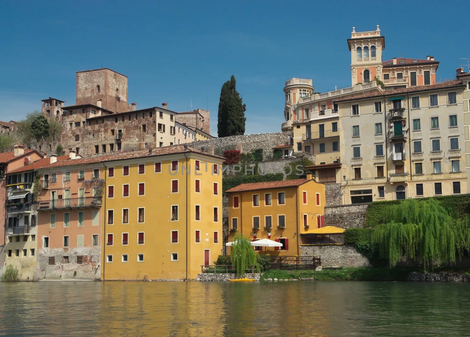 View of the city of Bassano del Grappa in northern Italy in the spring