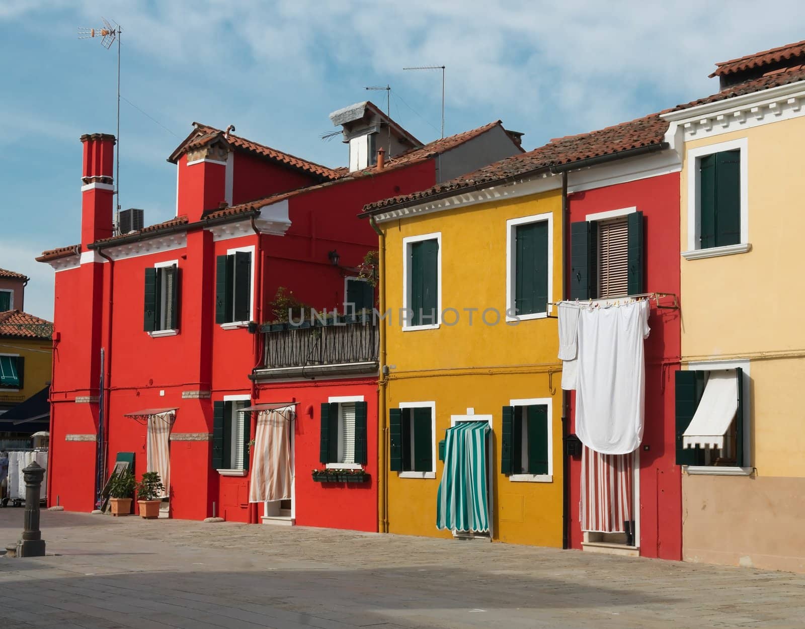 Colorful houses on the island of Burano near Venice