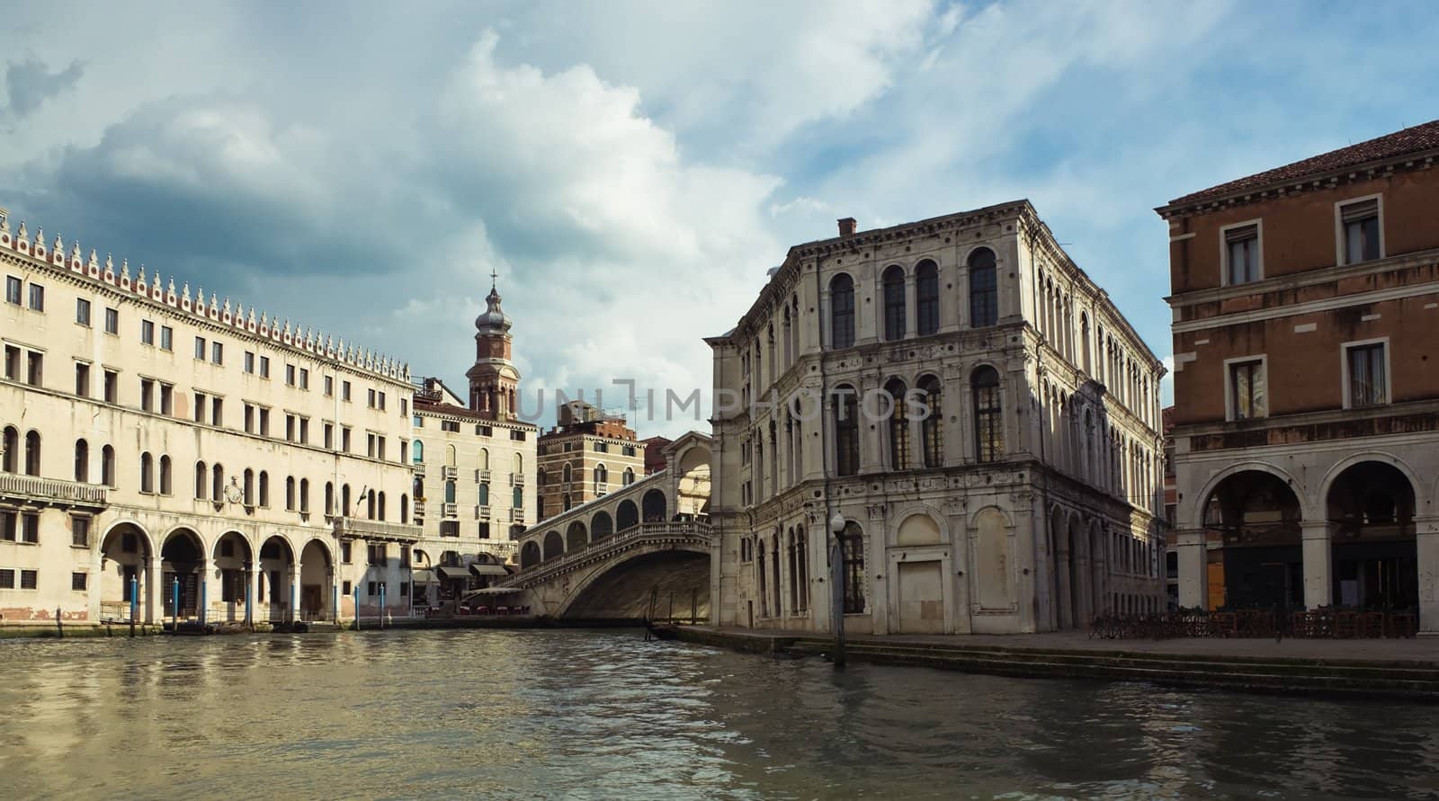 The Grand Canal near the Rialto Bridge in Venice