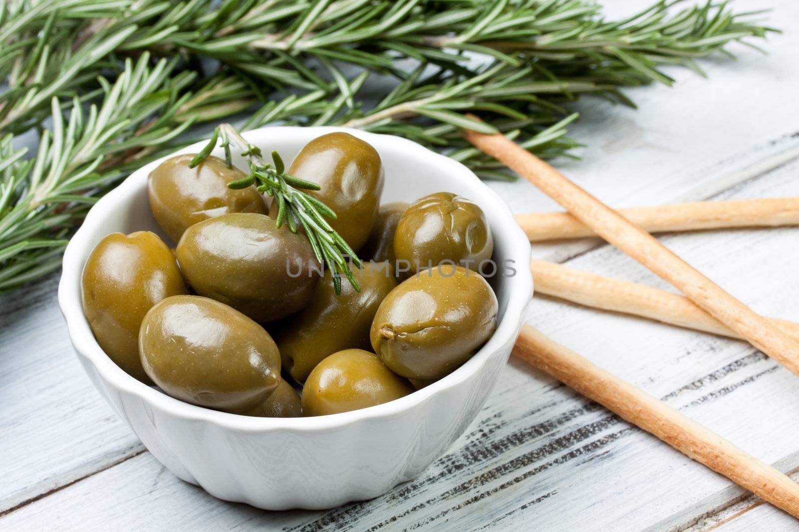 green olives in a bowl