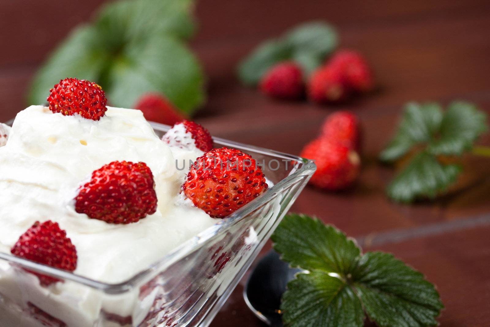 fresh strawberry with whipped cream