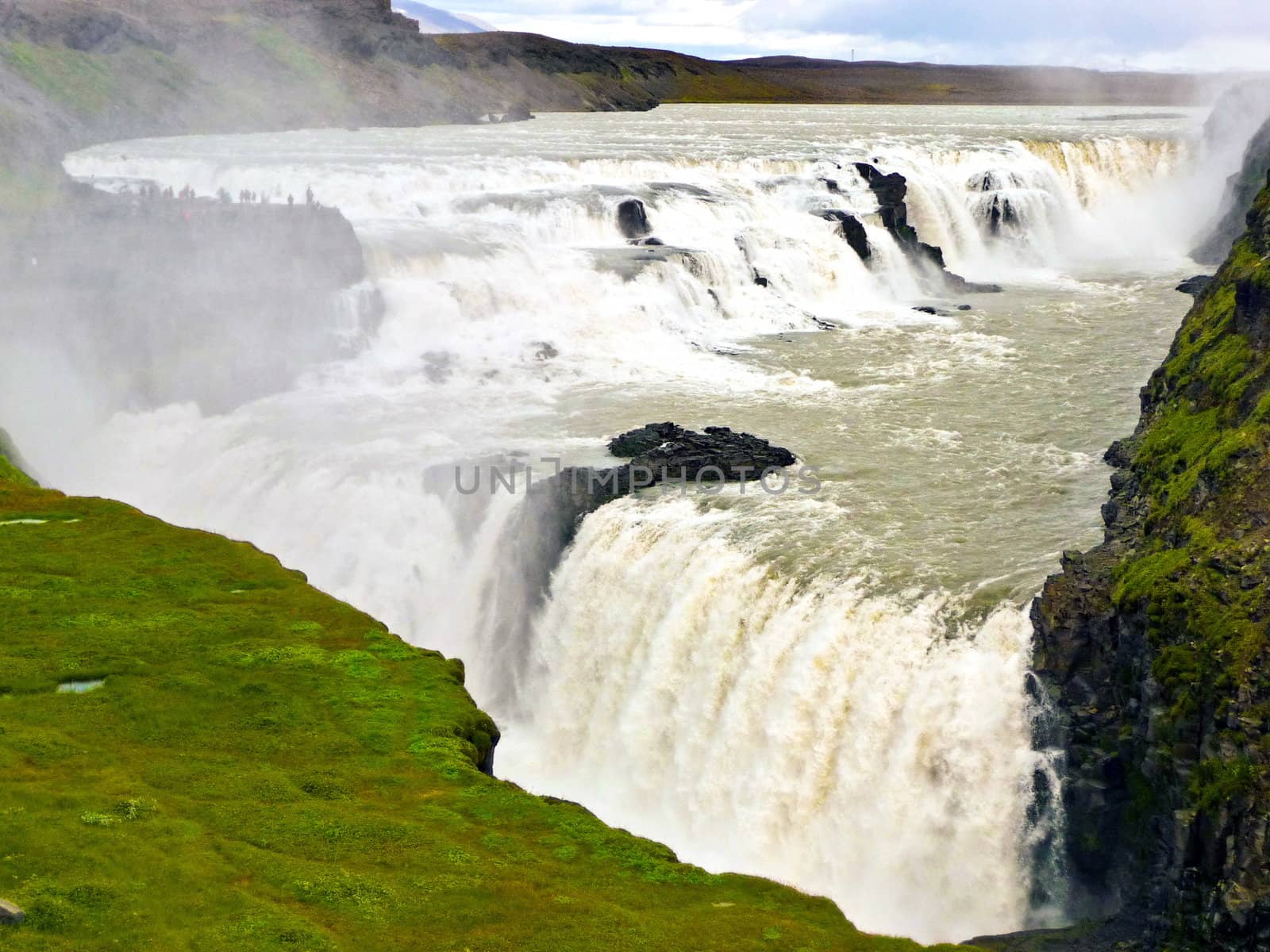 Gullfoss big rapid waterfall view in iceland