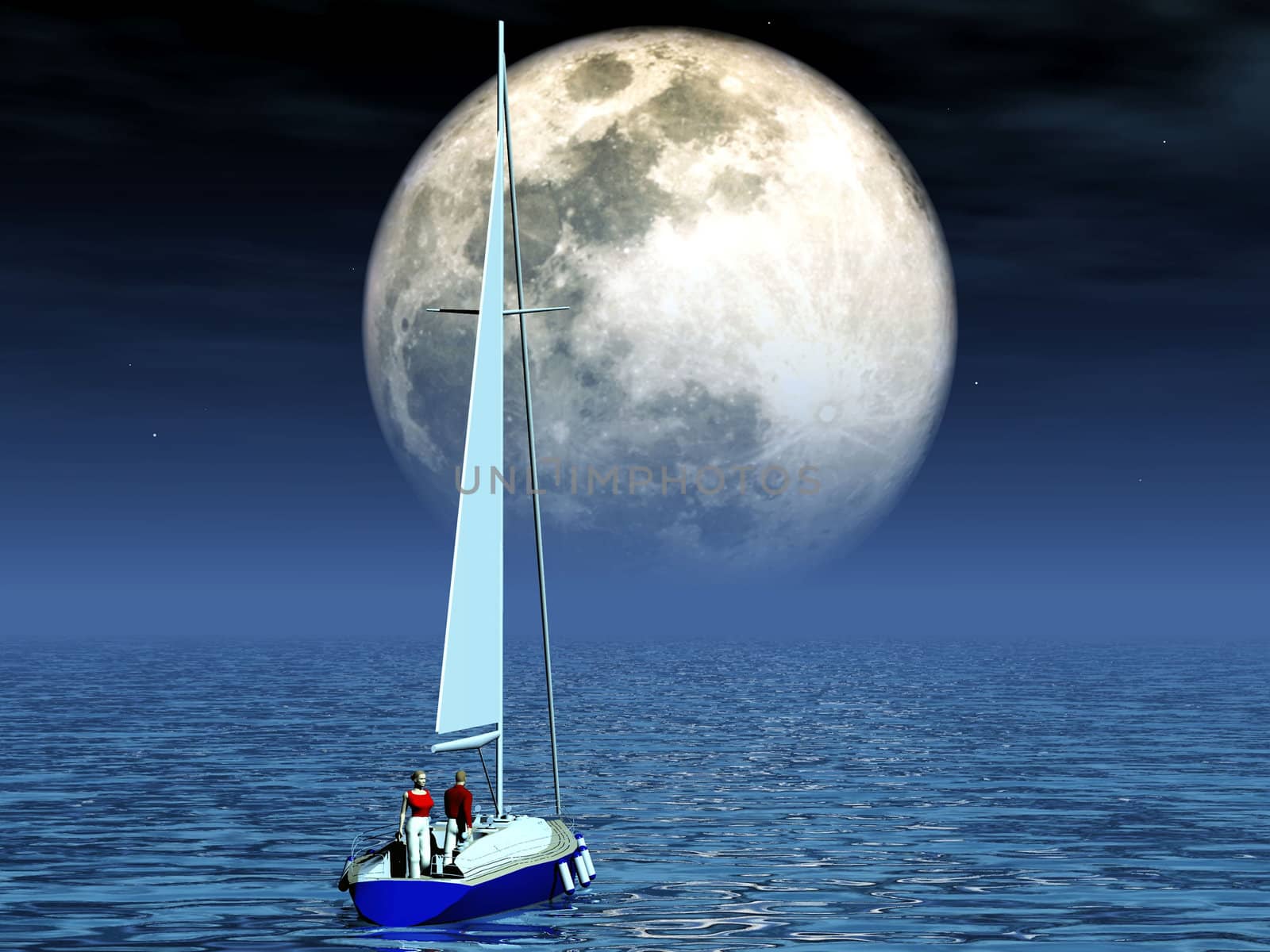 sailboat and moon by njaj