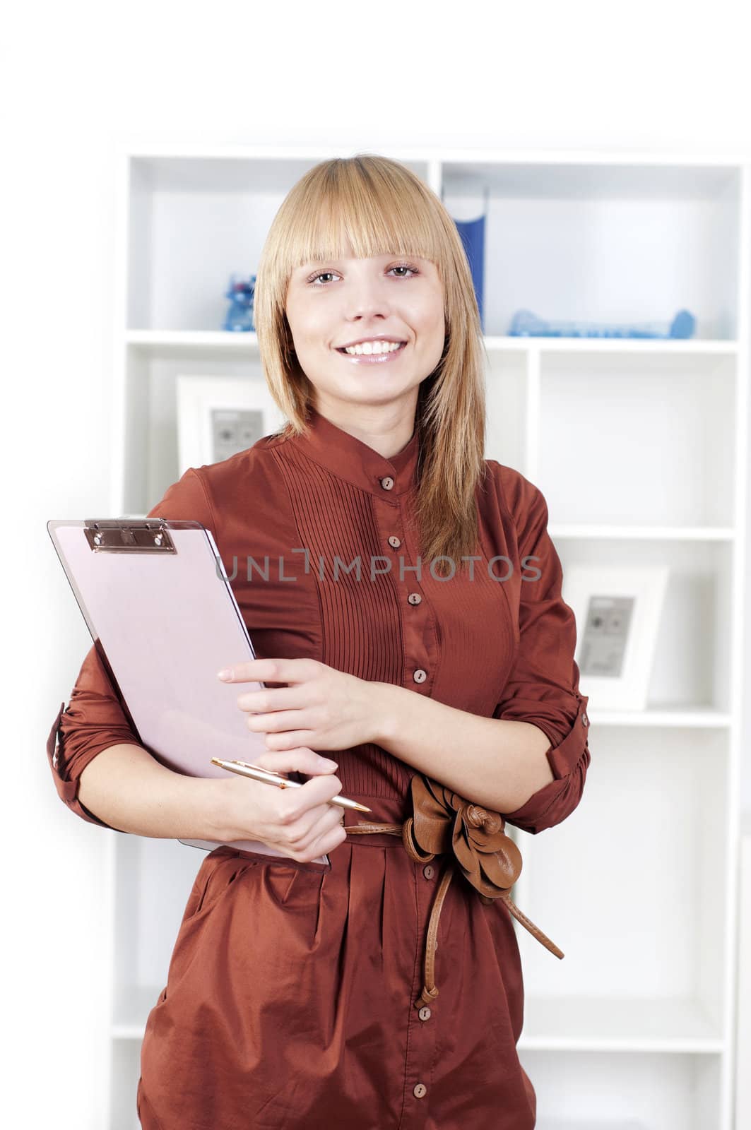 portrait of a beautiful woman, with tablet