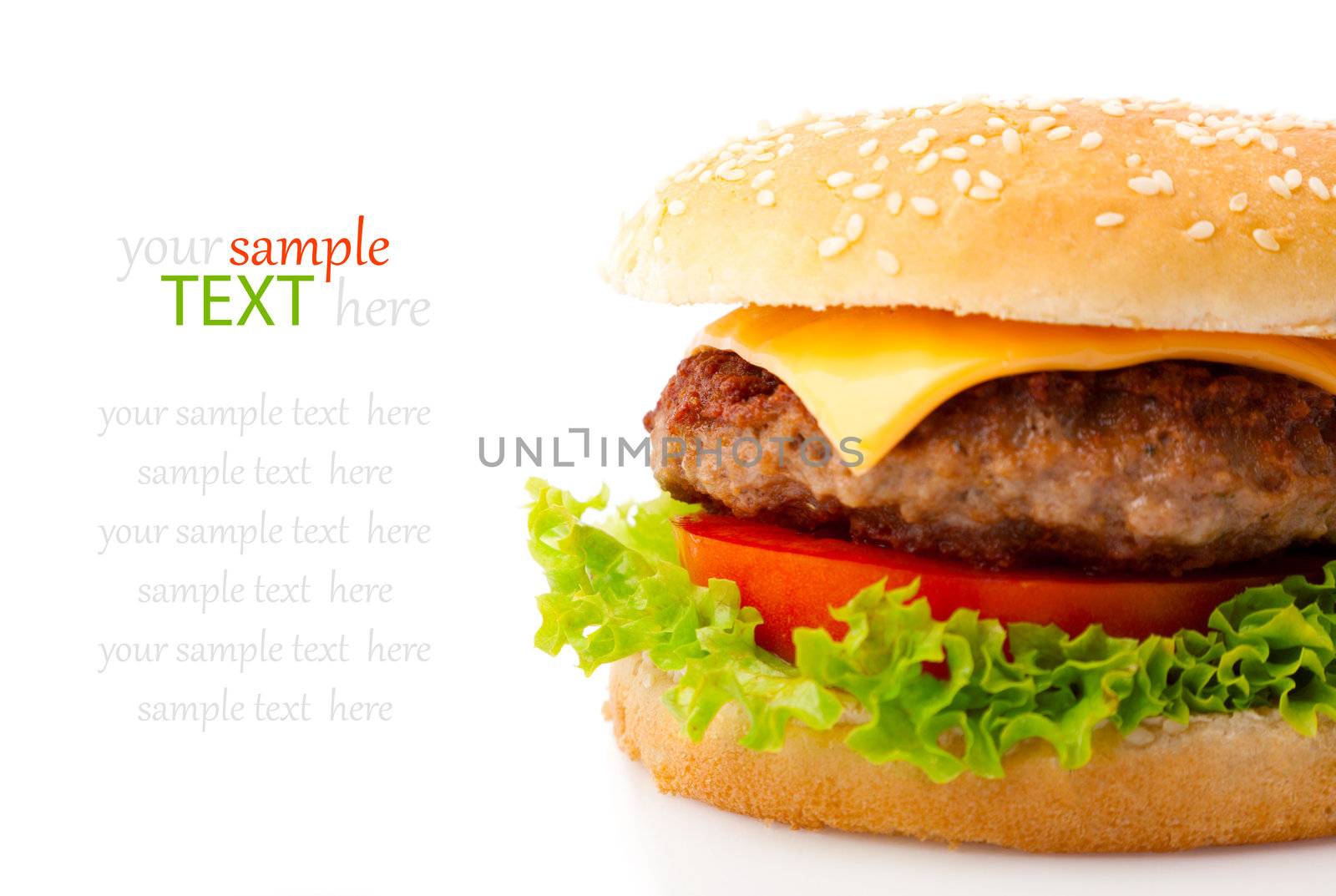 Tasty hamburger on white background