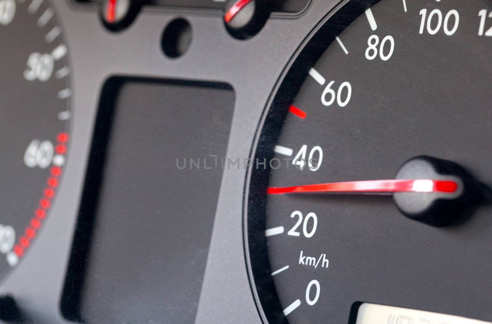 Speedometer of a car showing 30