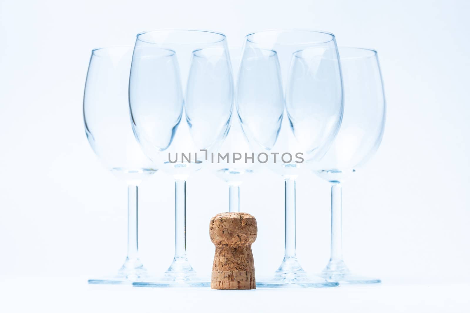 glass wine stand symmetrically with cork by vitmihailov