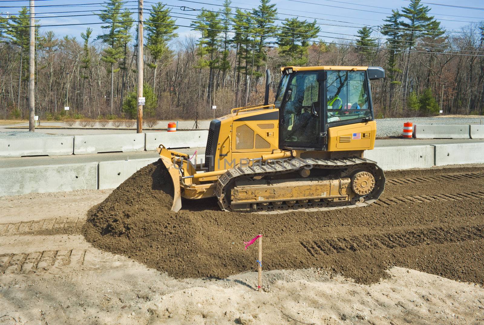 Bulldozer at work on road construction project