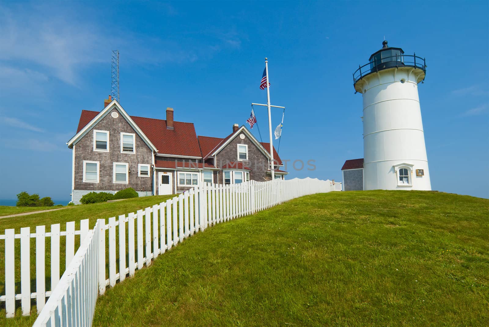 Nobska Lighthouse overlooking Woodshole, Cape Cod, MA.USA