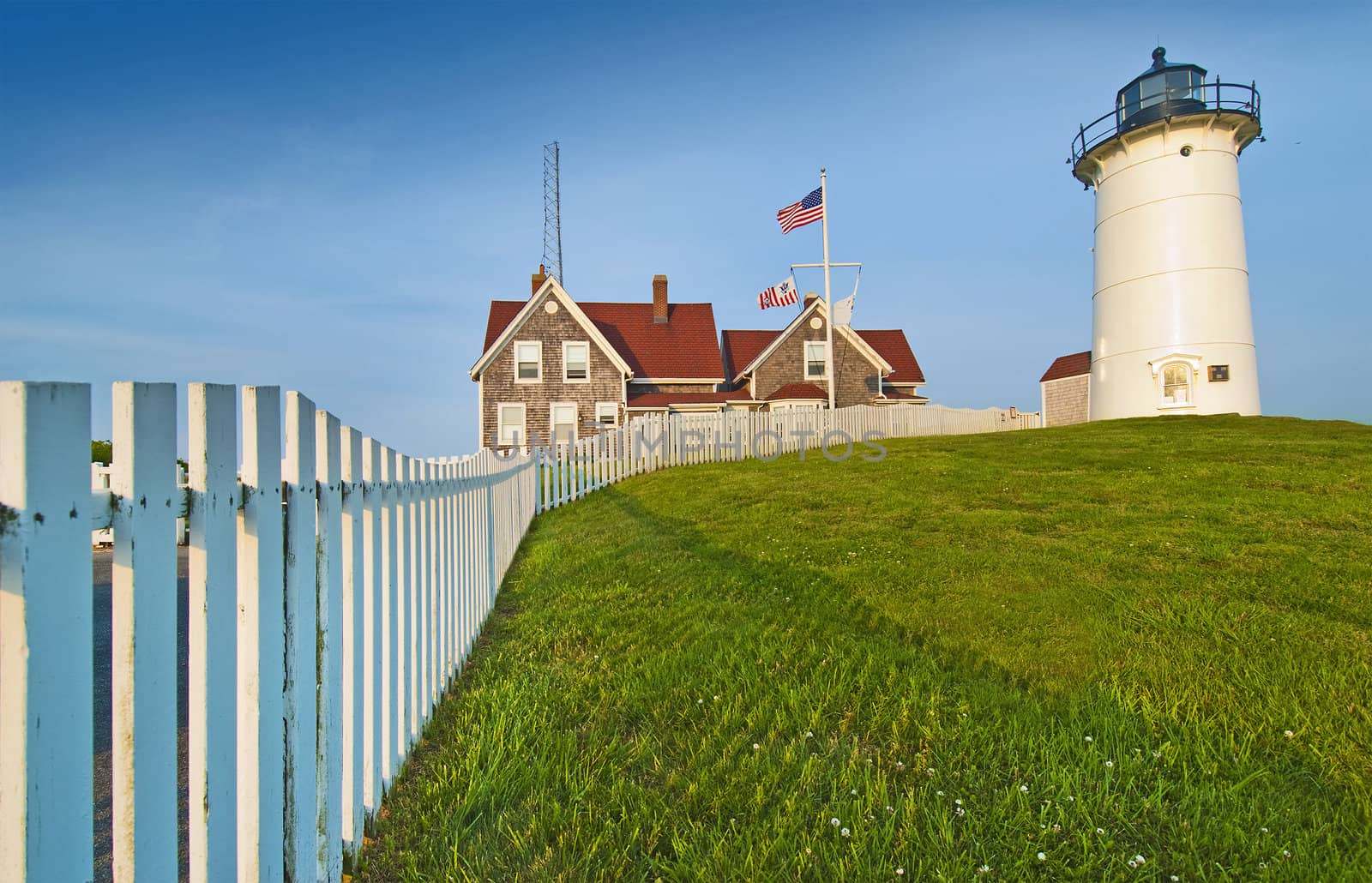 Nobska Lighthouse overlooking Woodshole, Cape Cod, MA.USA