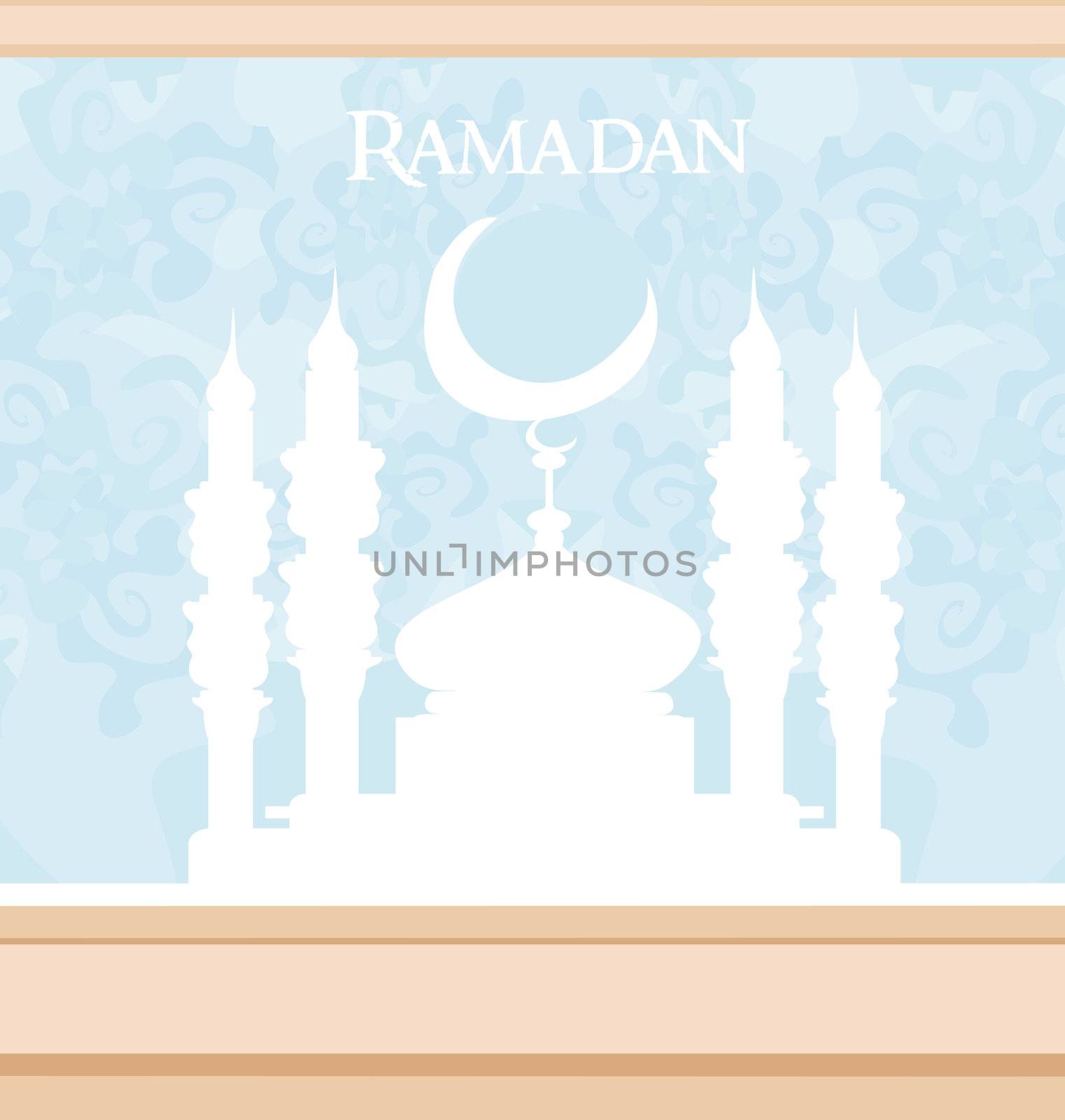 Ramadan background - mosque silhouette vector card