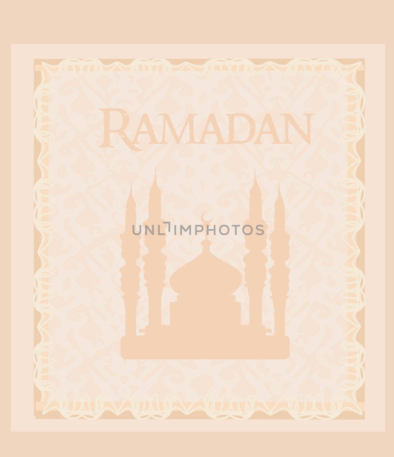 Ramadan background - mosque silhouette vector card