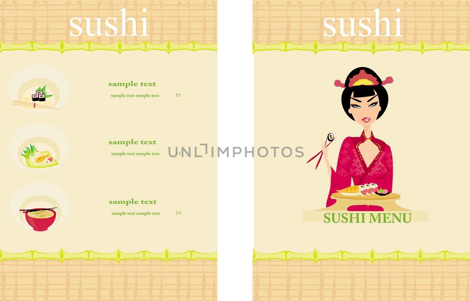 template of traditional Japanese food menu
