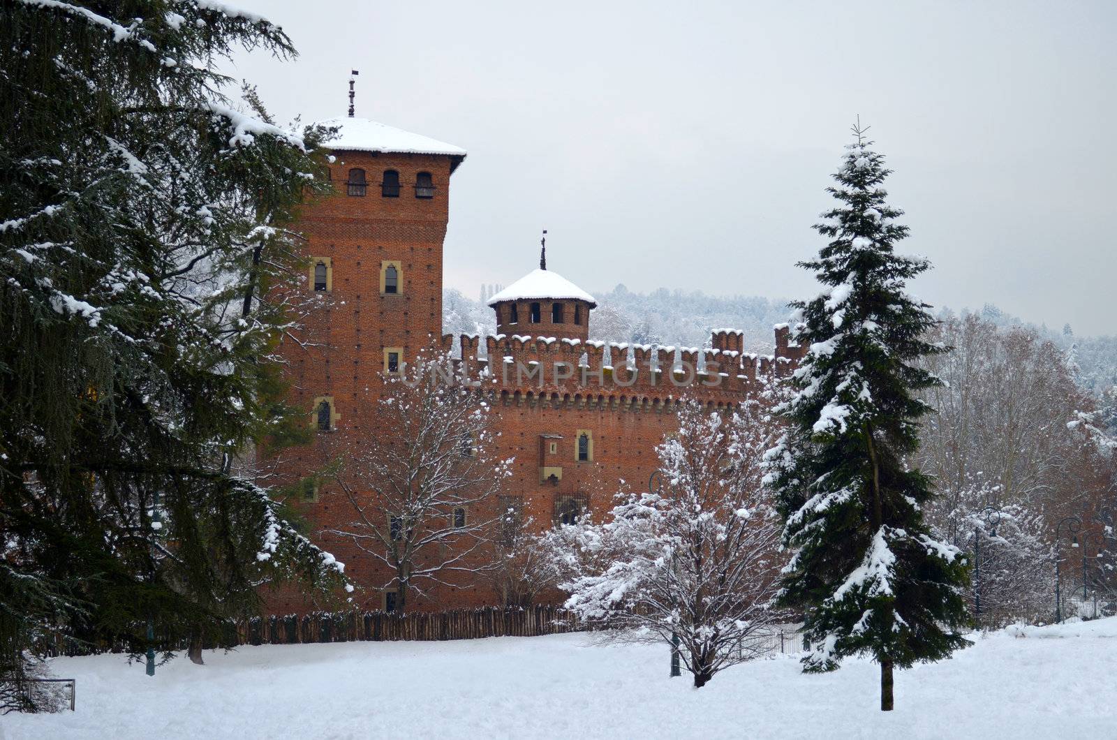 Turin, Italy: medieval castle in Parco del Valentino