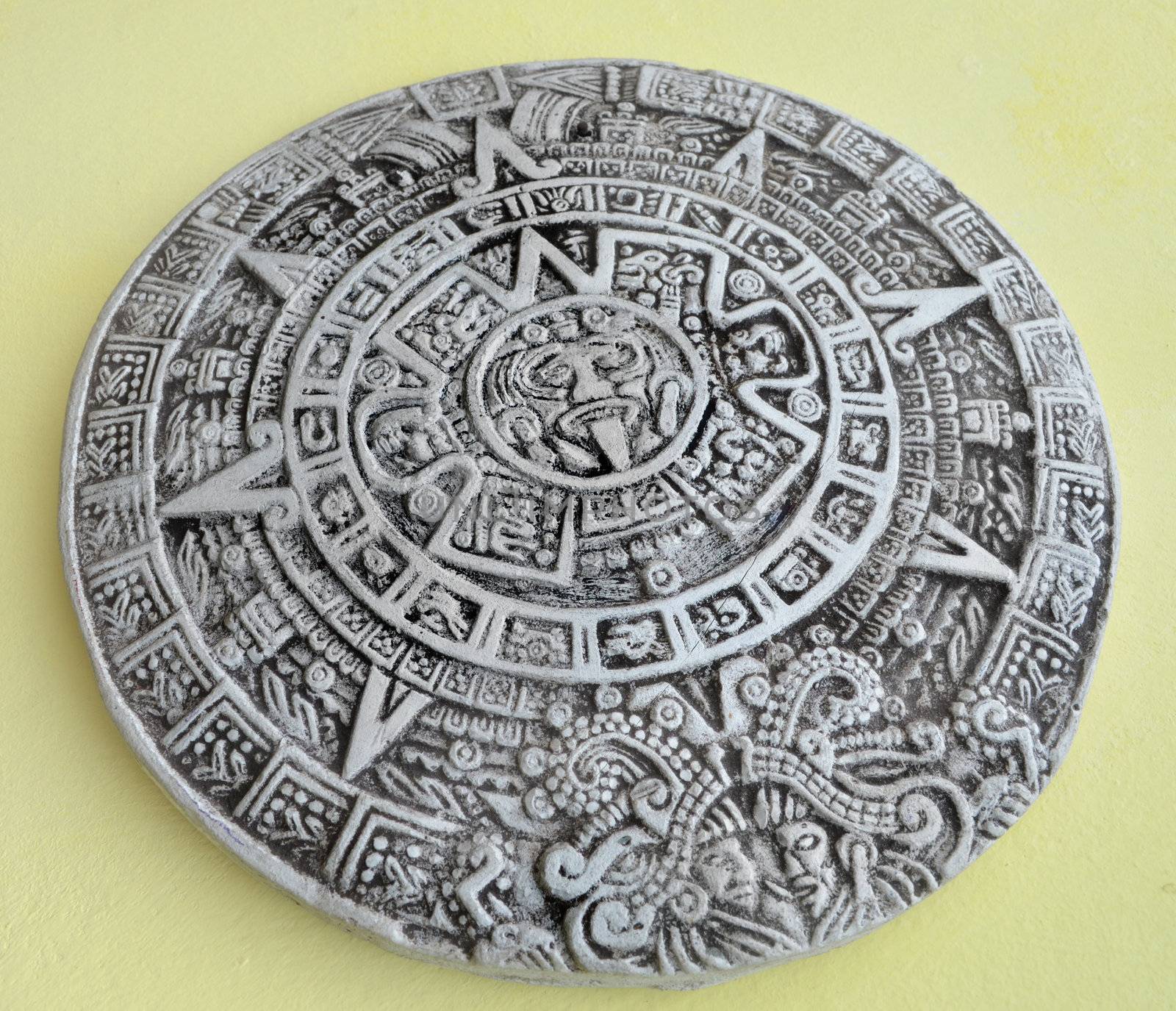 Grey and white traditional Maya calendar 