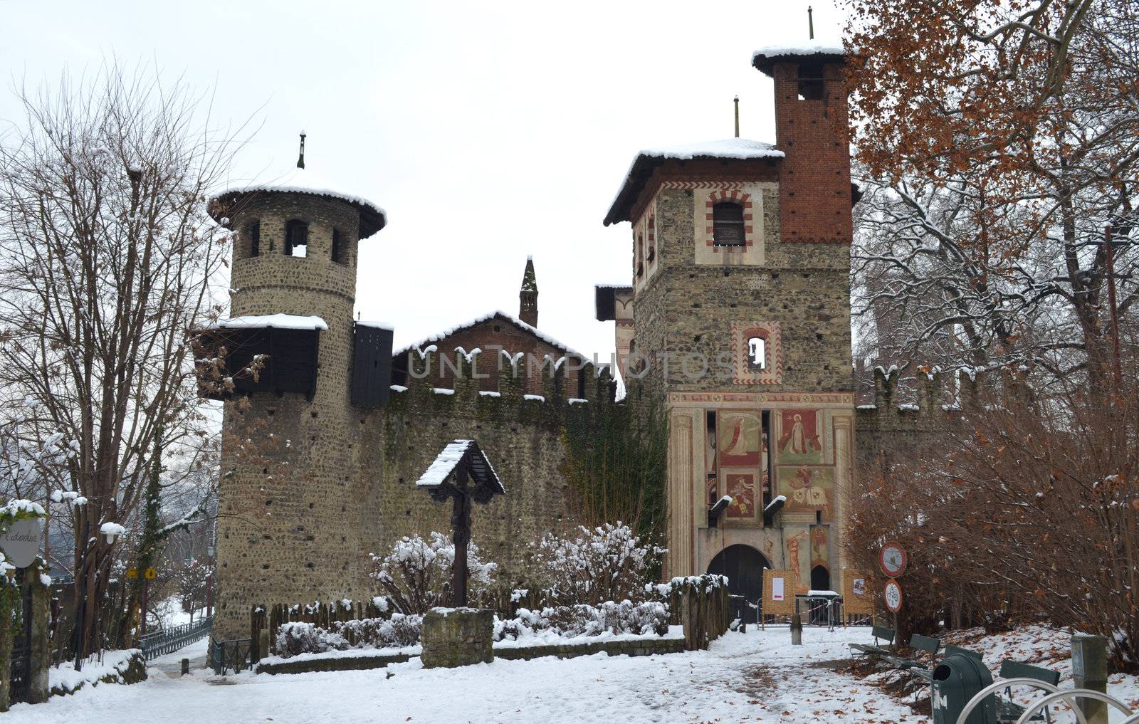 Turin, Italy: medieval castle in Parco del Valentino