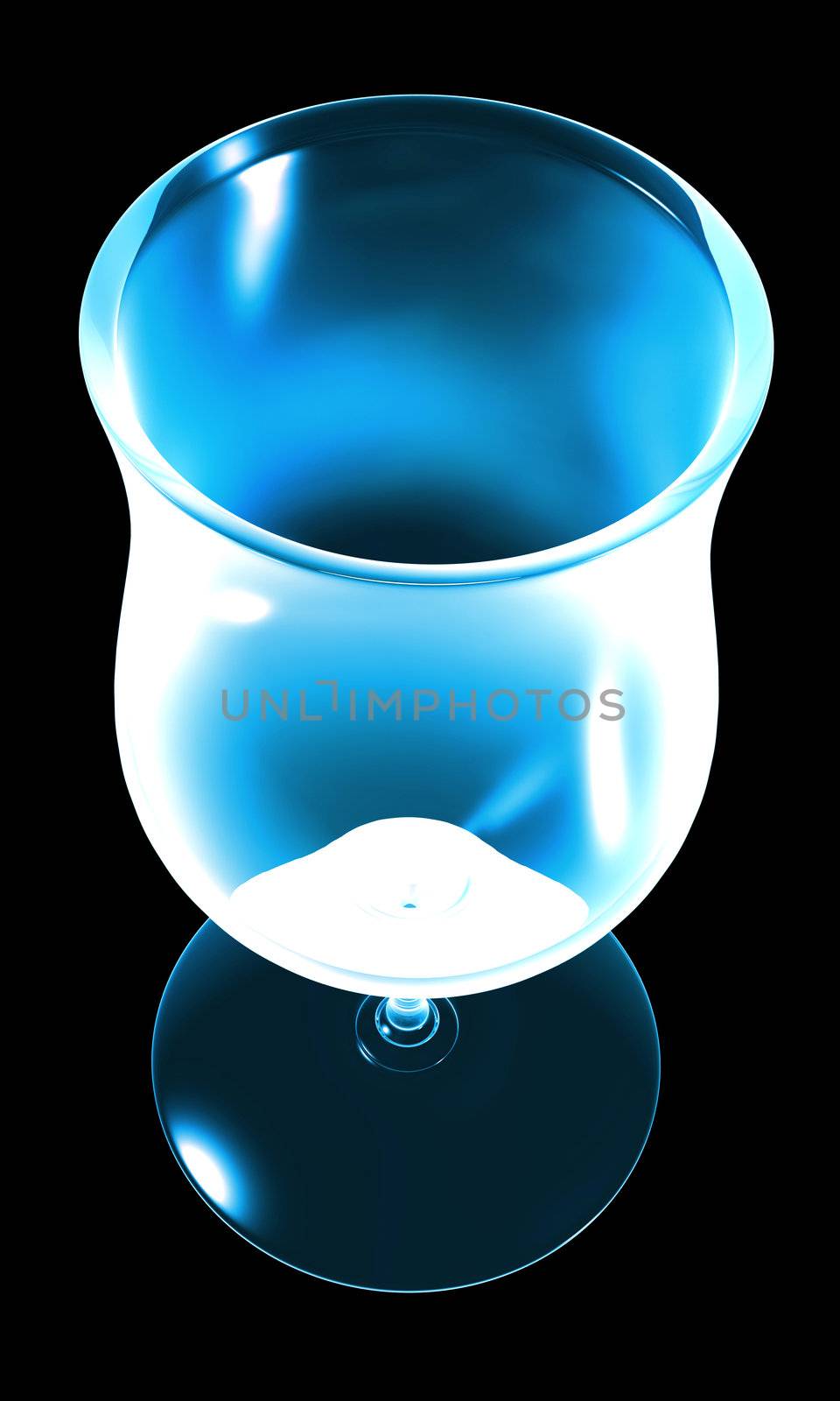 blue glass on the black background - 3d made