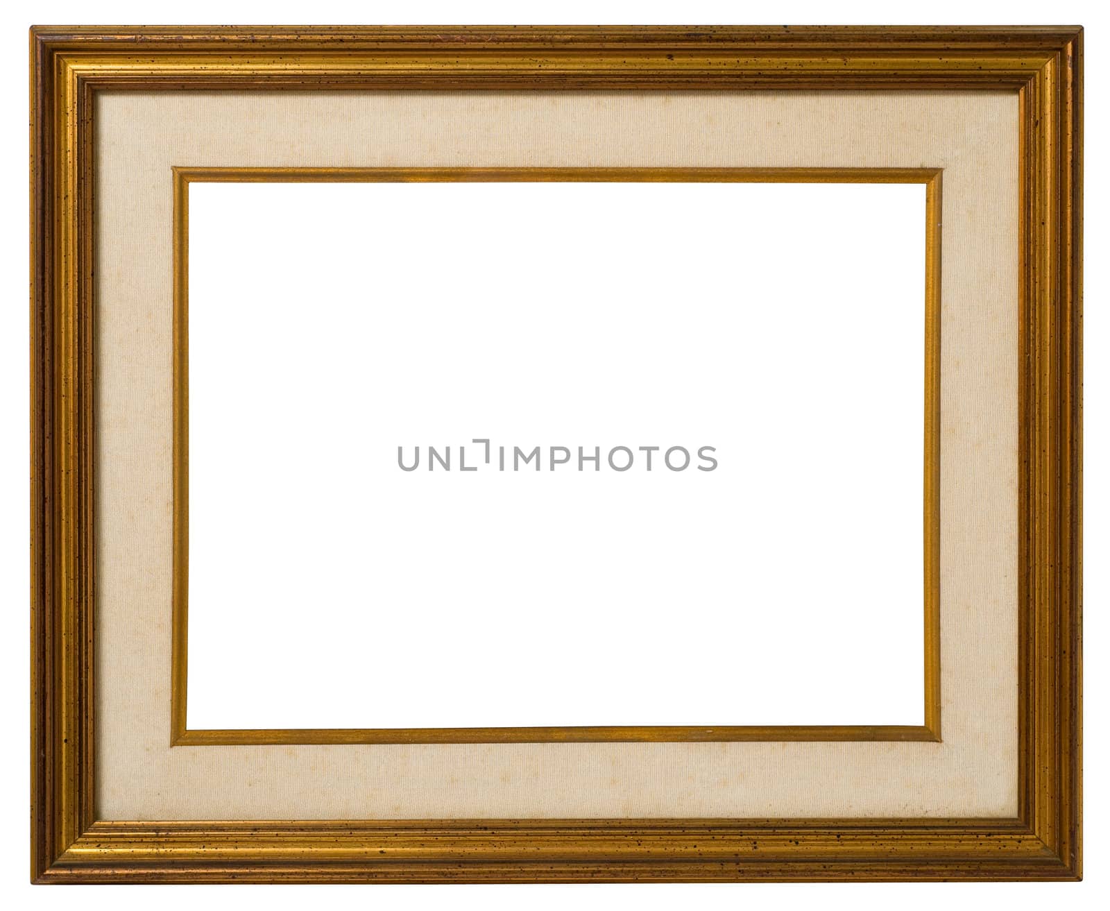 Antique double frame: gilded wood and canvas, italian style,  isolated on white background - include clipping path.