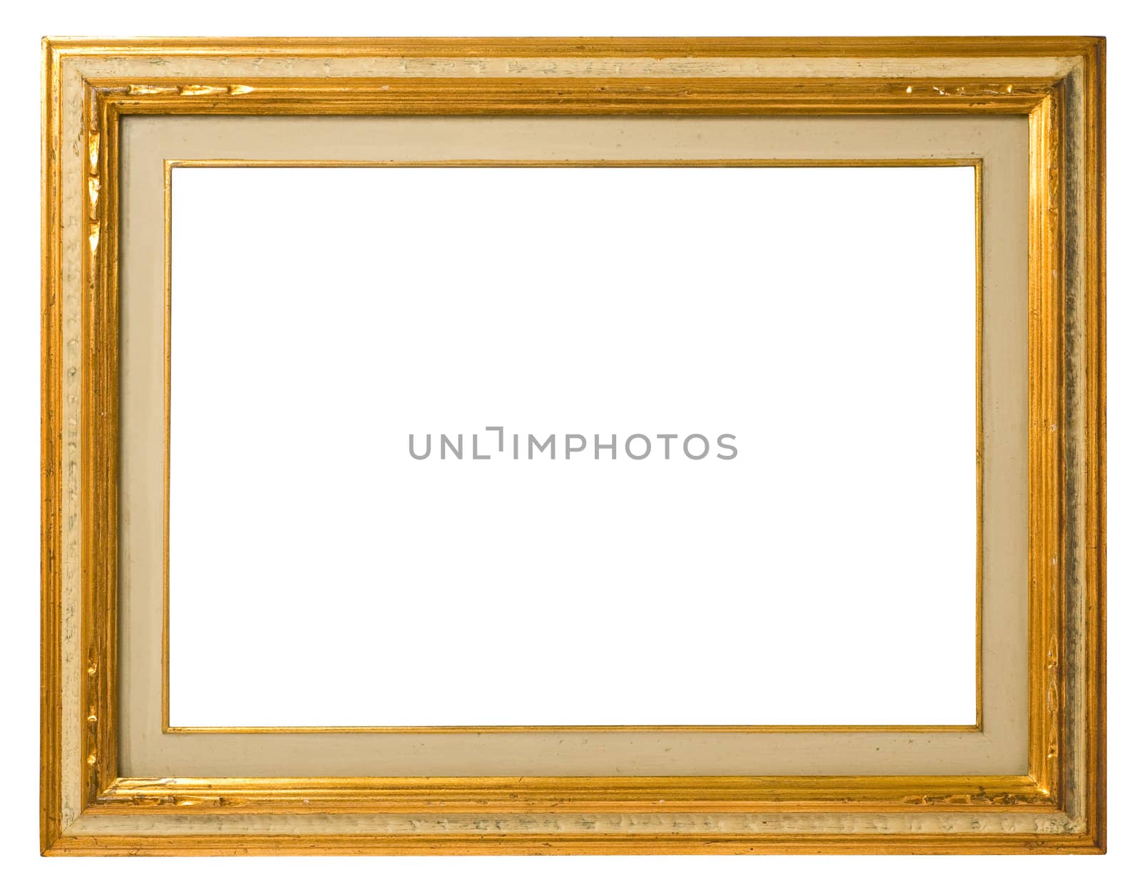 Antique gilt wood frame, italian style,  isolated on white background - include clipping path.