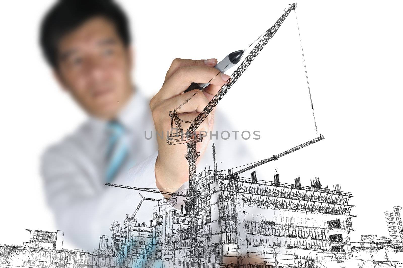 Business Man Drawing Construction site
