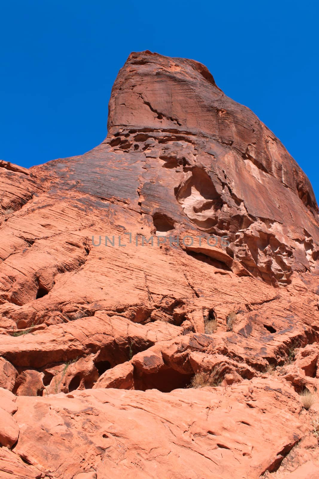 Giant red rock pinnacle at Valley of Fire State Park in Nevada.