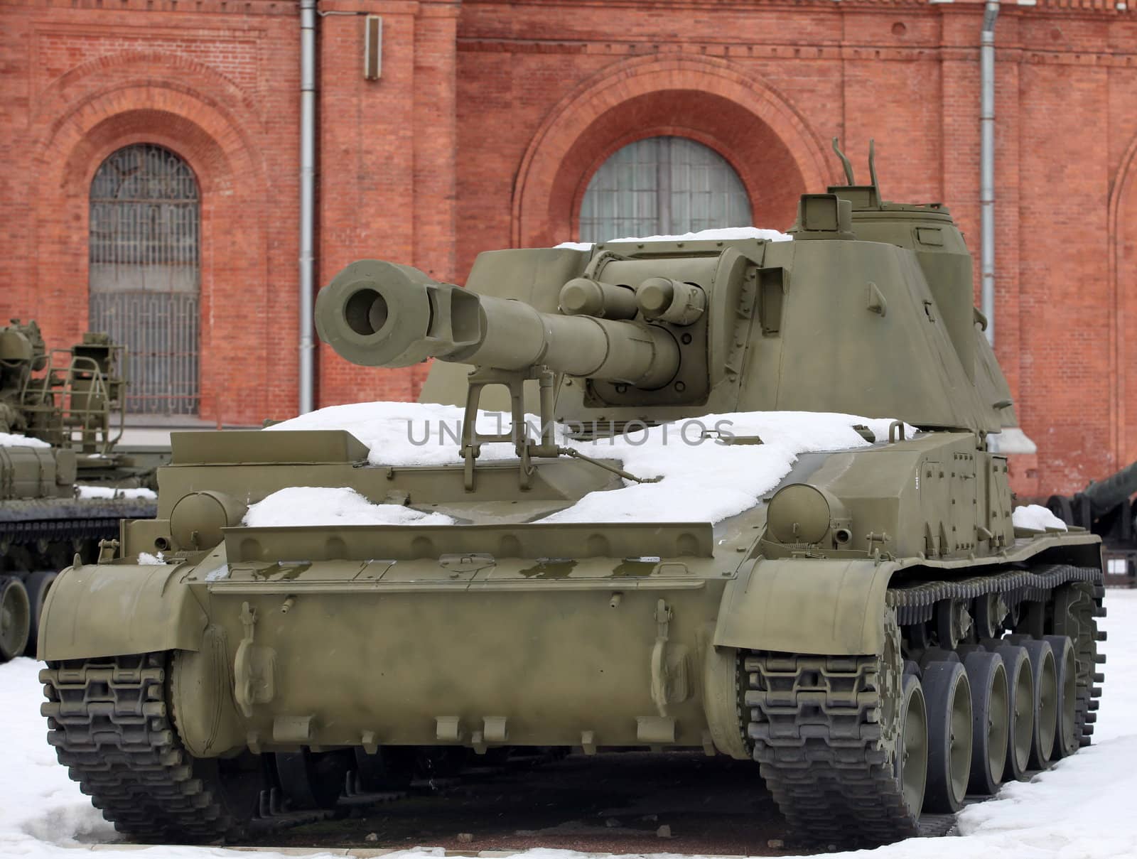 self-propelled cannon  against the fortress wall