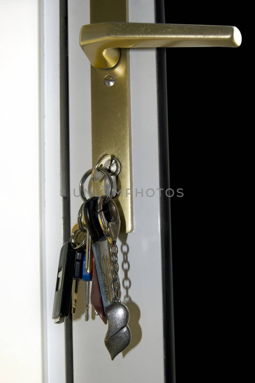 keys in a house door showing home security