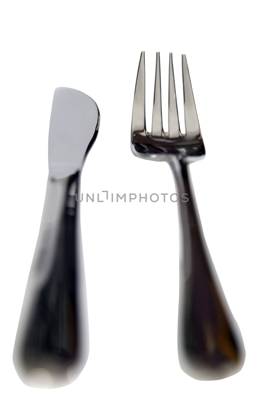 fork and knife isolated against a white background with a clipping path