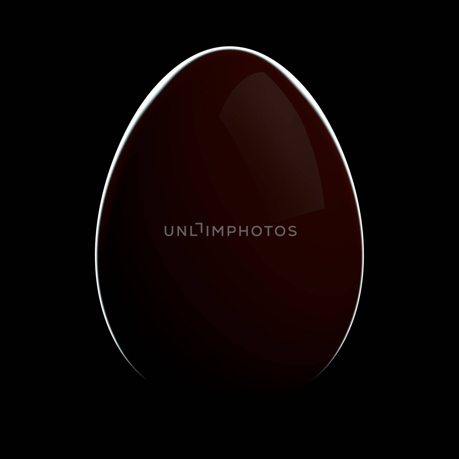 beautiful shiny red egg in front of black background - a rim light stresses the shape