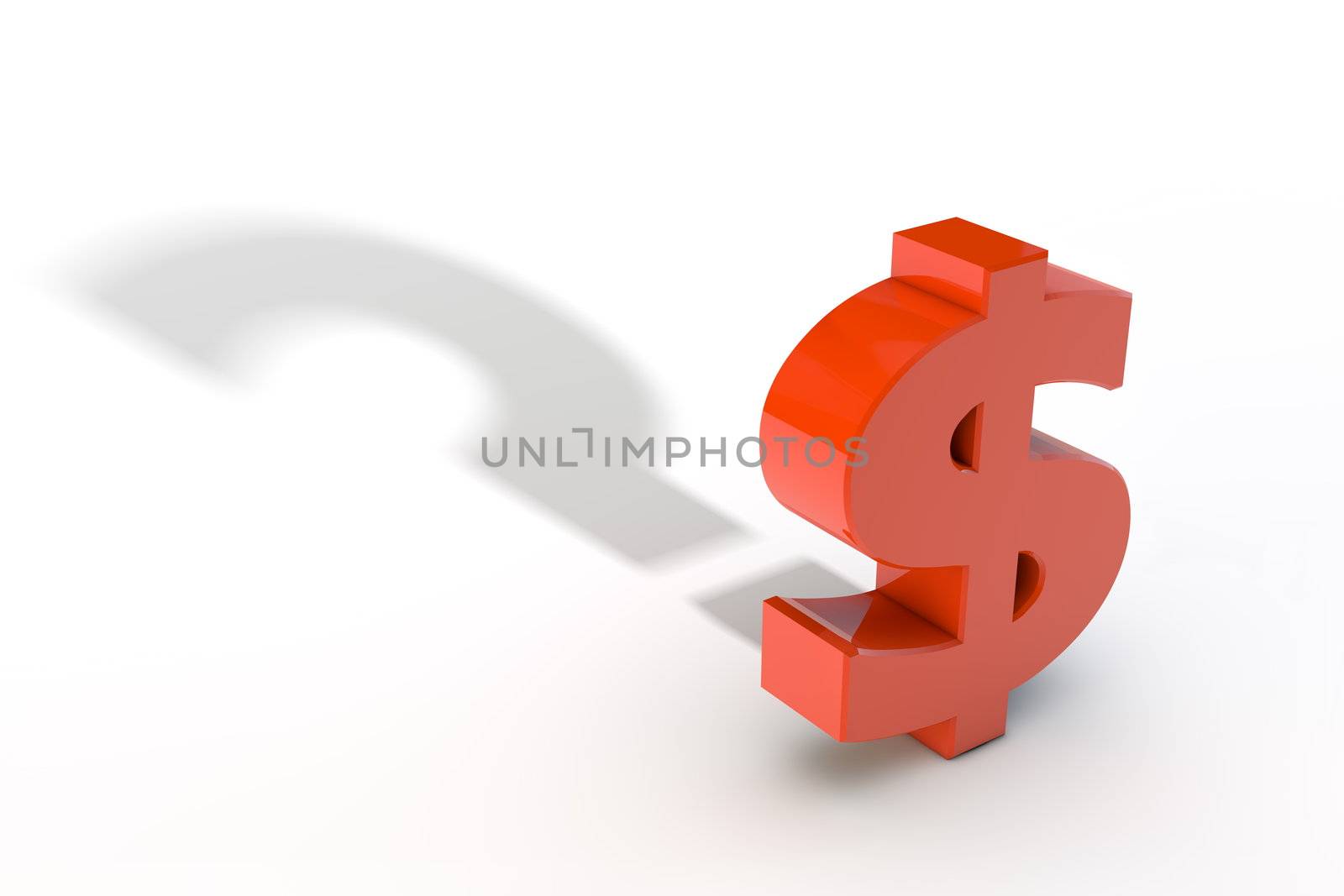 Red Dollar Currency Symbol with Question Mark Shadow by PixBox