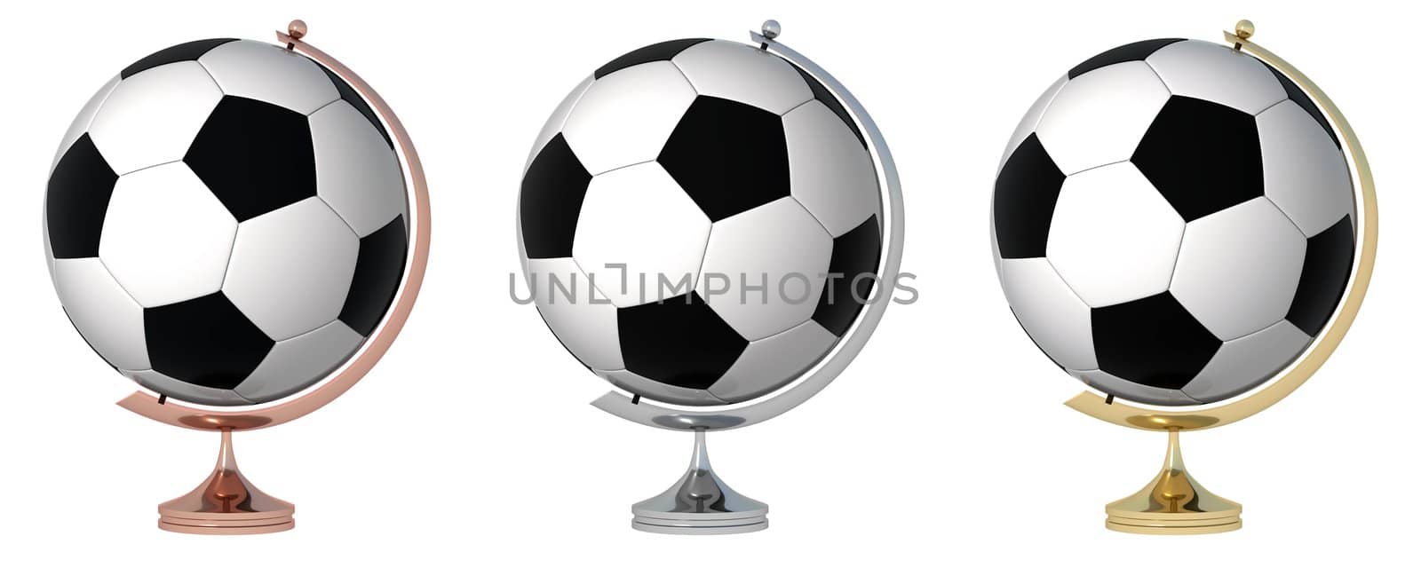 Abstract soccer globe. Three prize-winning places.