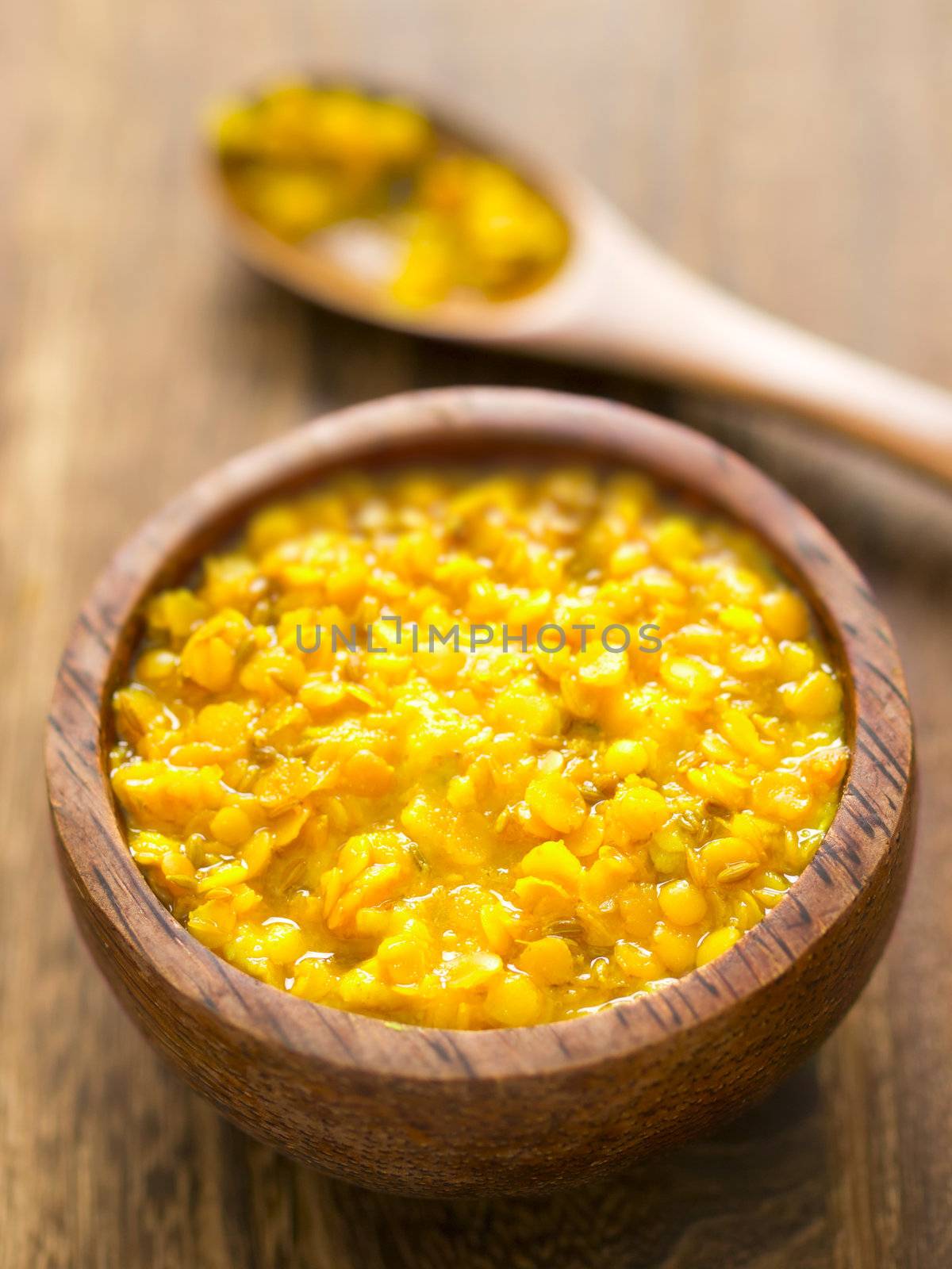 close up of a bowl of lentil curry