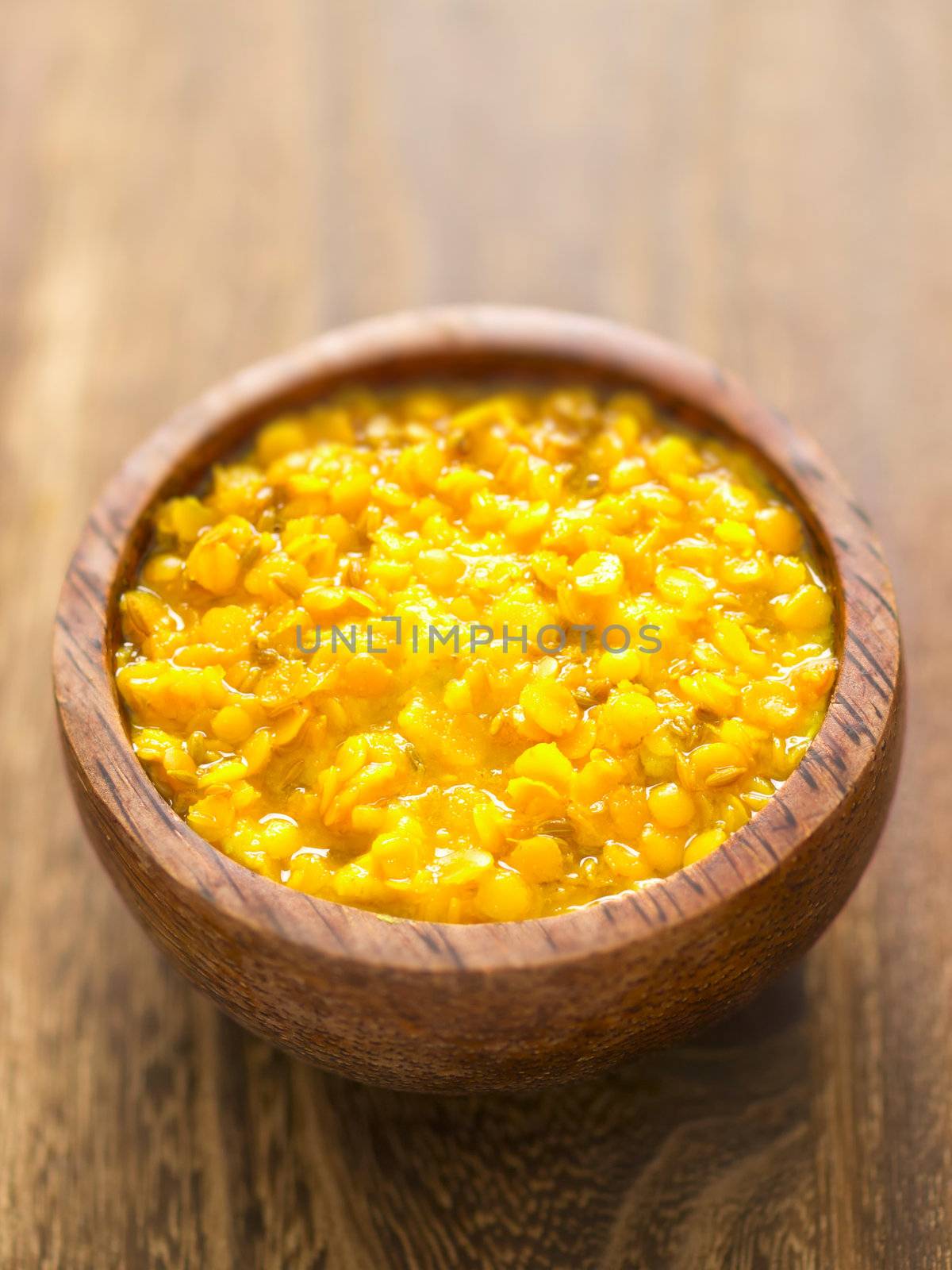 close up of a bowl of lentil curry
