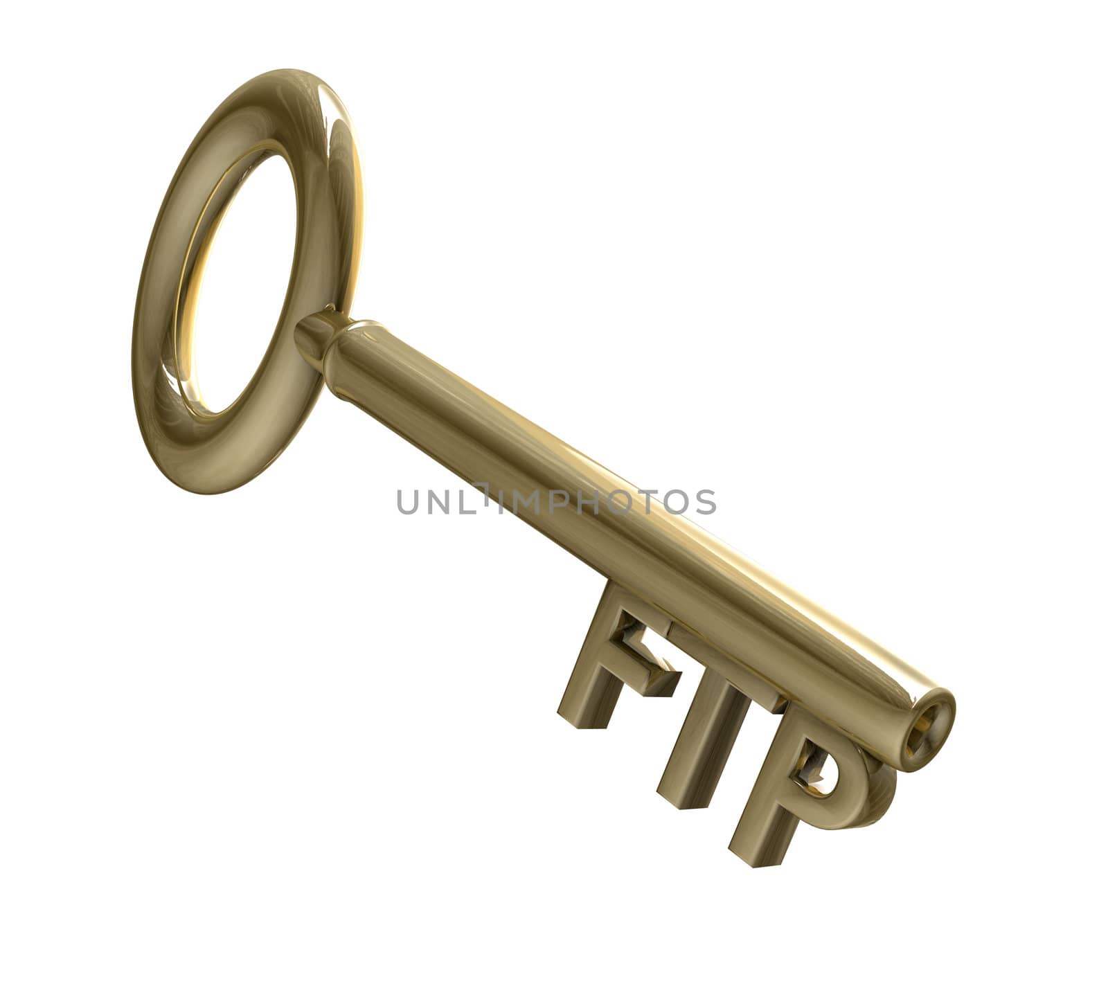 key in gold with FTP text (3d made)