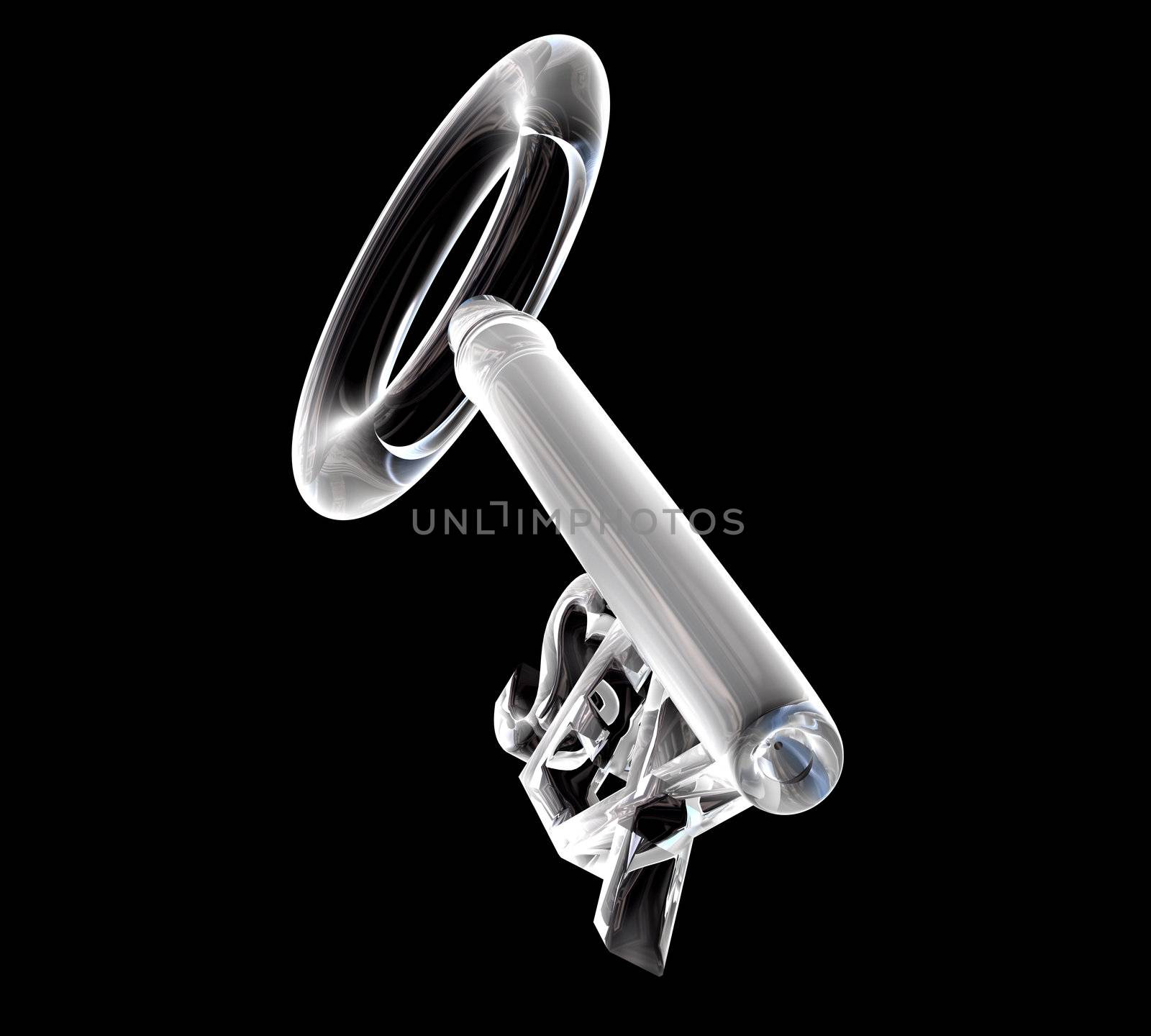 key in glass, SEX text (3d made) 