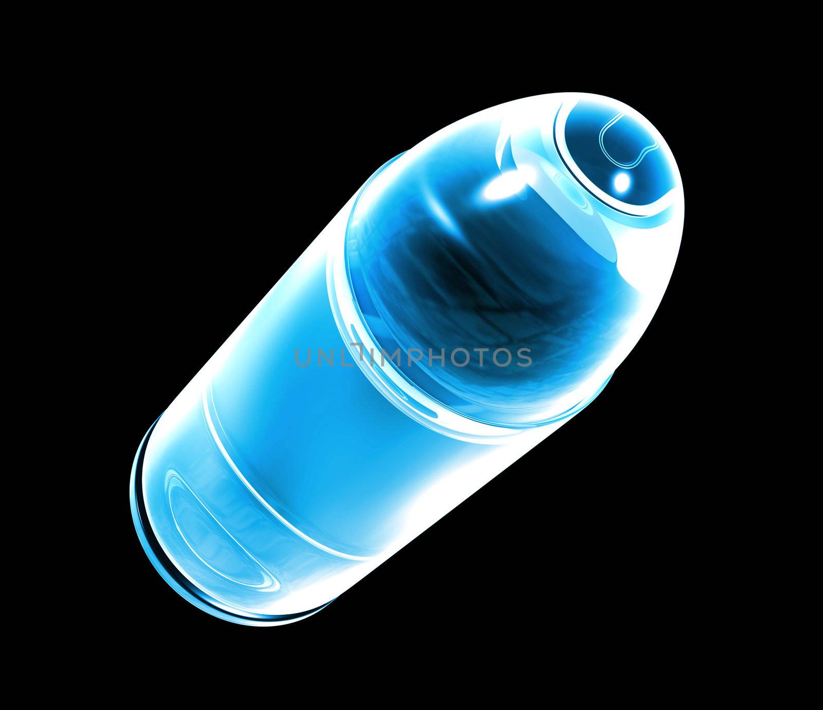 3d made - bullet made of blue glass 