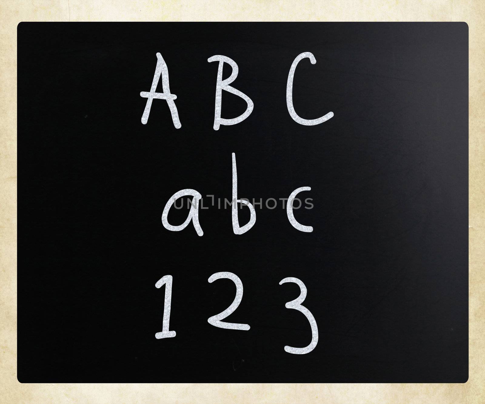 School blackboard handwritten with white chalk on a blackboard