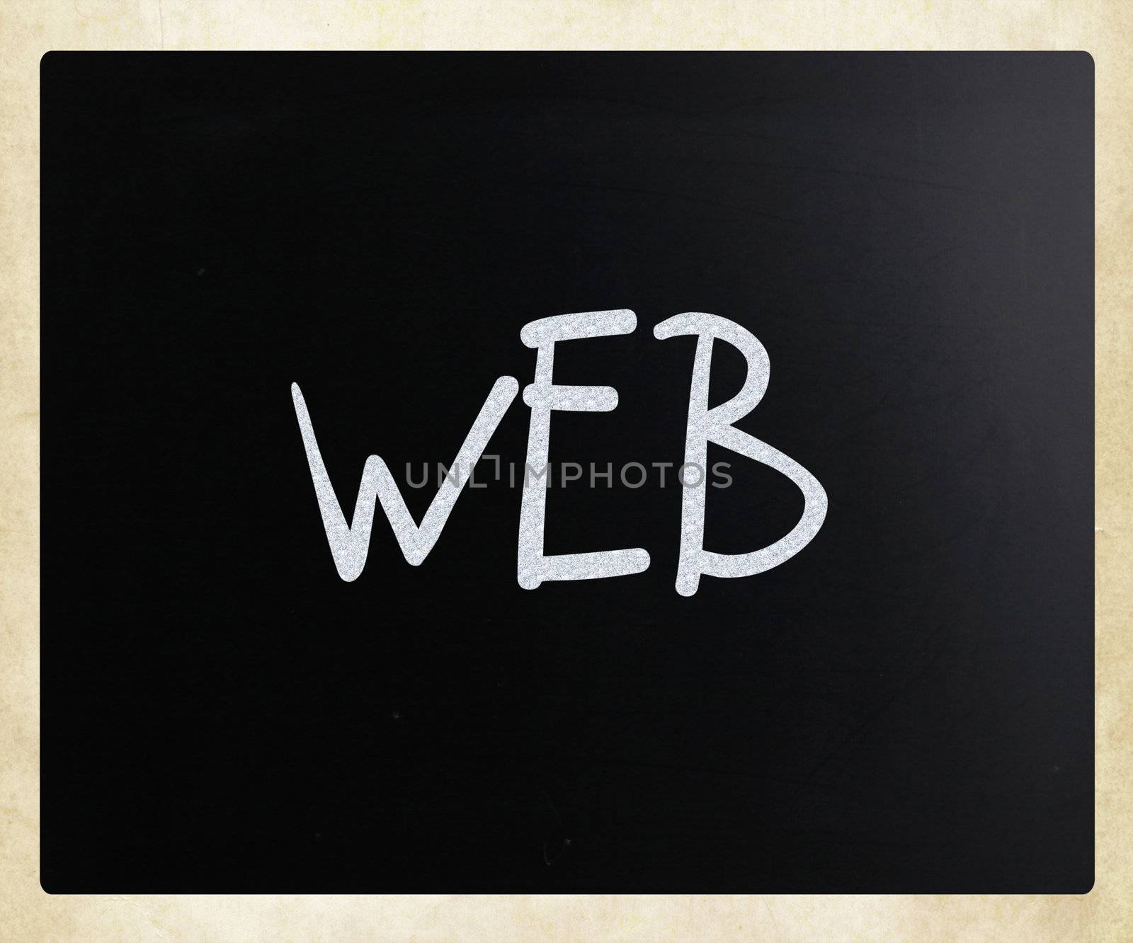 "WEB" handwritten with white chalk on a blackboard by nenov