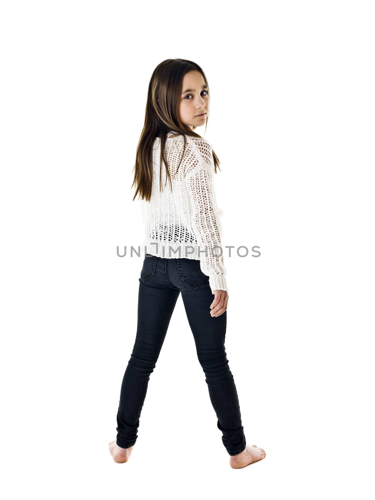 Portrait of a young girl isolated on white background