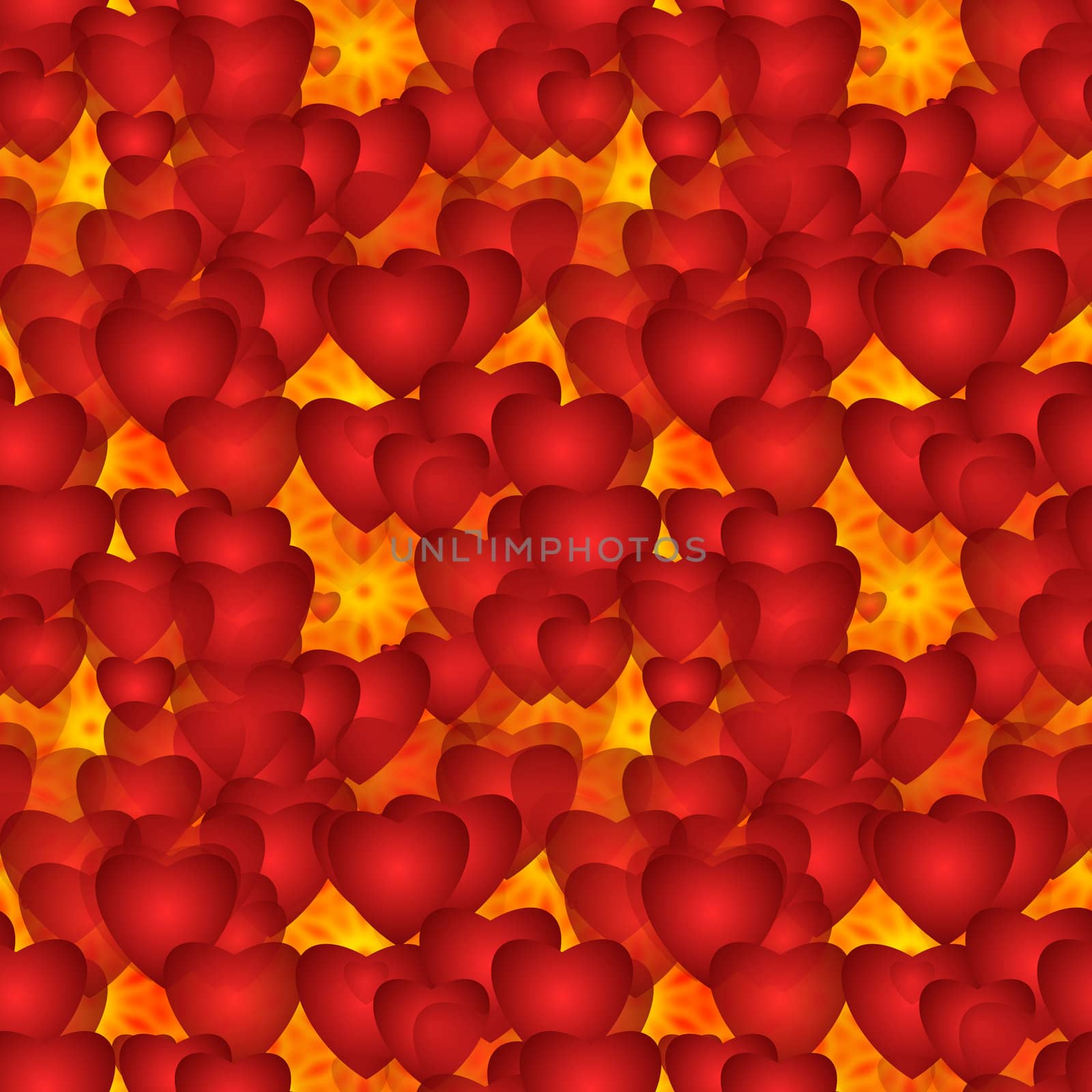 Hearts Seamless Pattern Bitmap Illustration