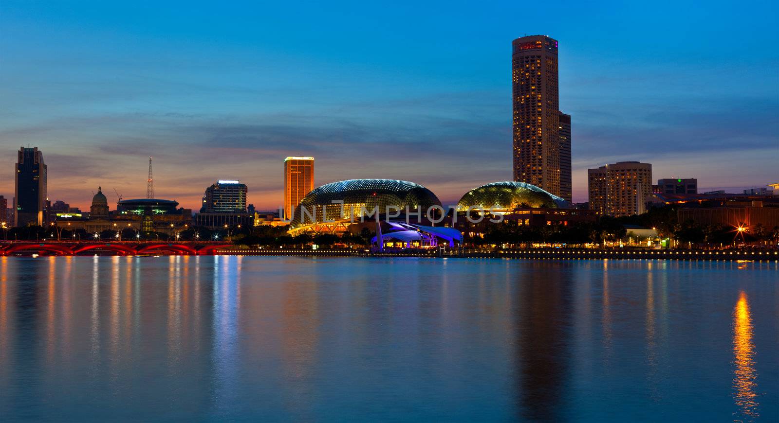 Singapore skyline evening by dimol