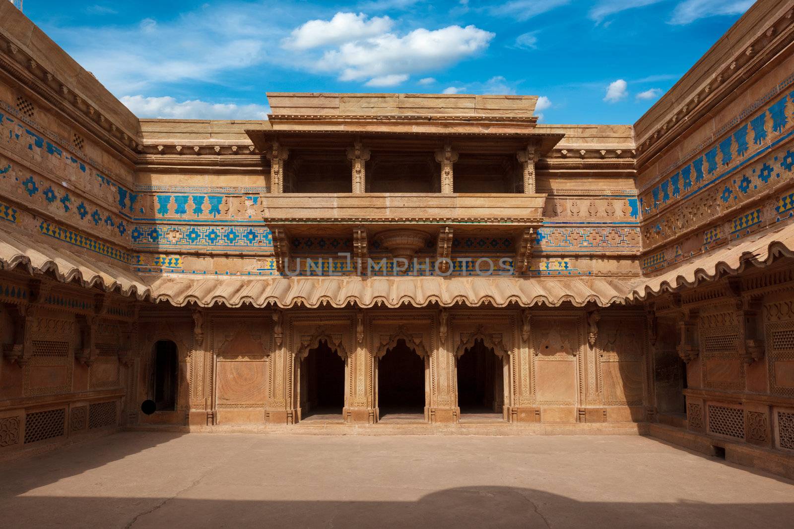 Mughal architecture - Man Singh Palace. Gwalior Fort, Madhya Pradesh, India