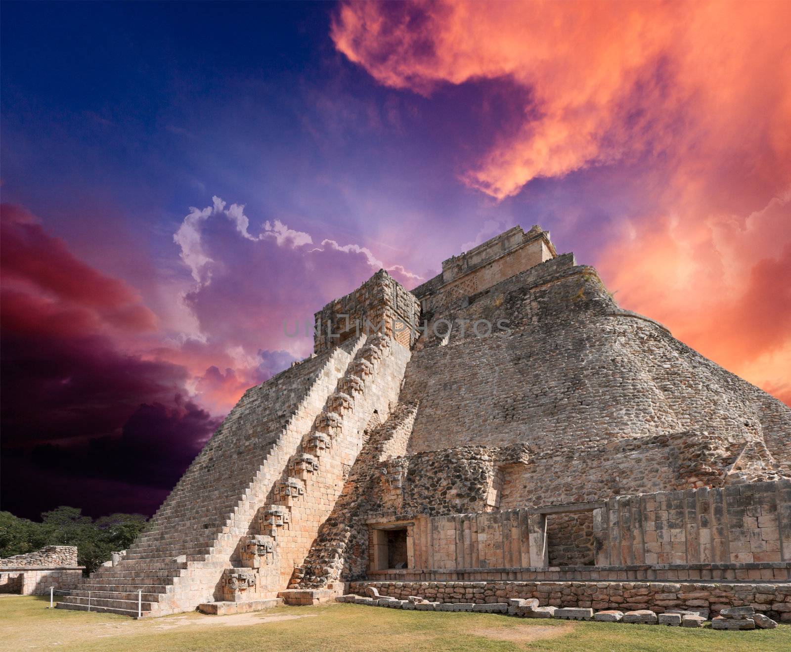Mayan pyramid in Uxmal, Mexico by dimol