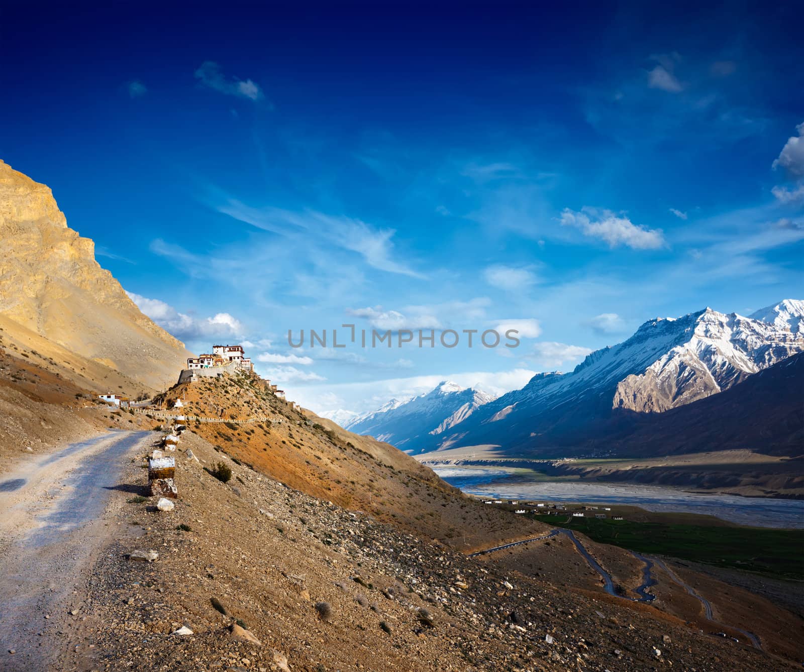 Road to Kee (Ki, Key) Monastery. Spiti Valley,  Himachal Pradesh by dimol