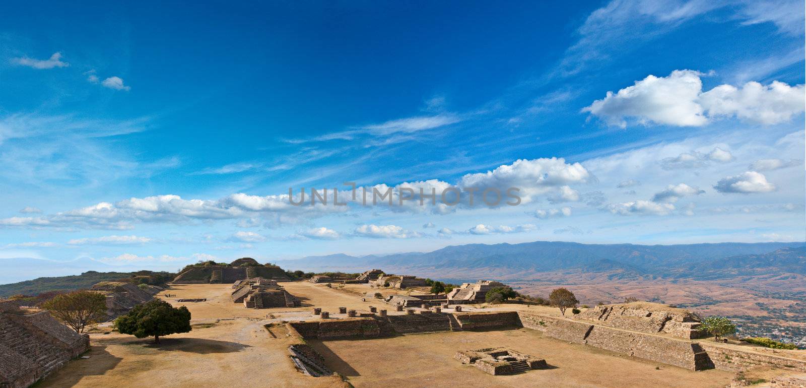 Panorama of sacred site Monte Alban, Mexico  by dimol